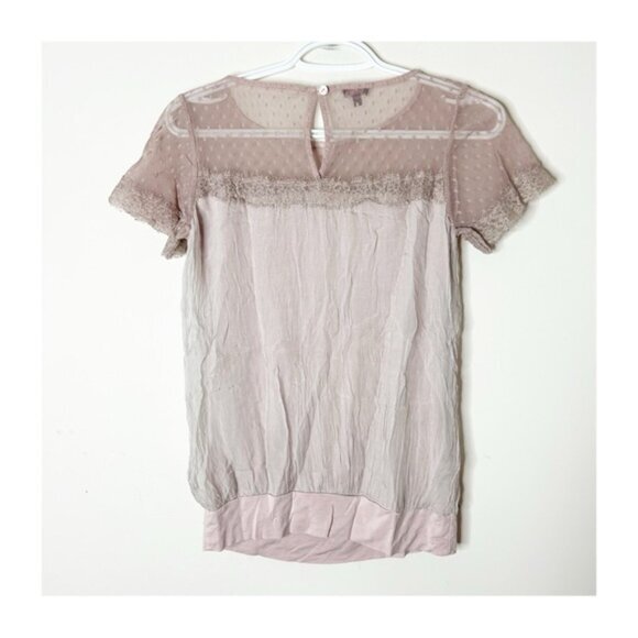 Phase Eight Silk Blouse Top Short sleeve Lace trim Y2k 00s Size XS - Picture 13 of 13